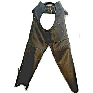 Hot Leathers Black Motorcycle Biker Chaps Sz M